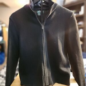 Lauren Ralph Lauren Vintage 90's Black Zip-Up Womens Sweater Large